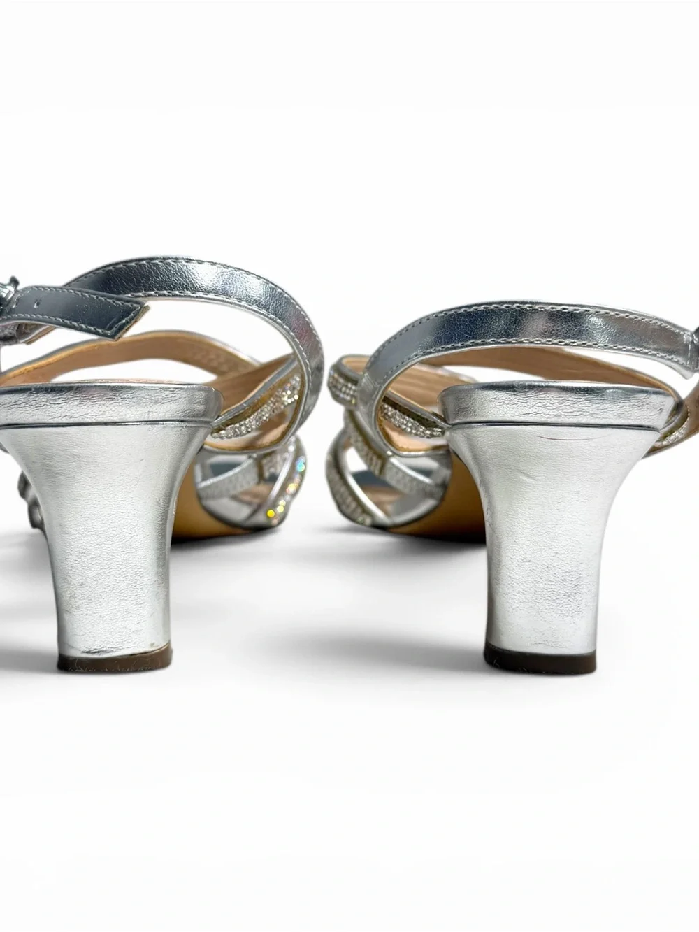 Touch of Nina Strappy Silver Metallic Dress Sandals with 2.5-inch Heel